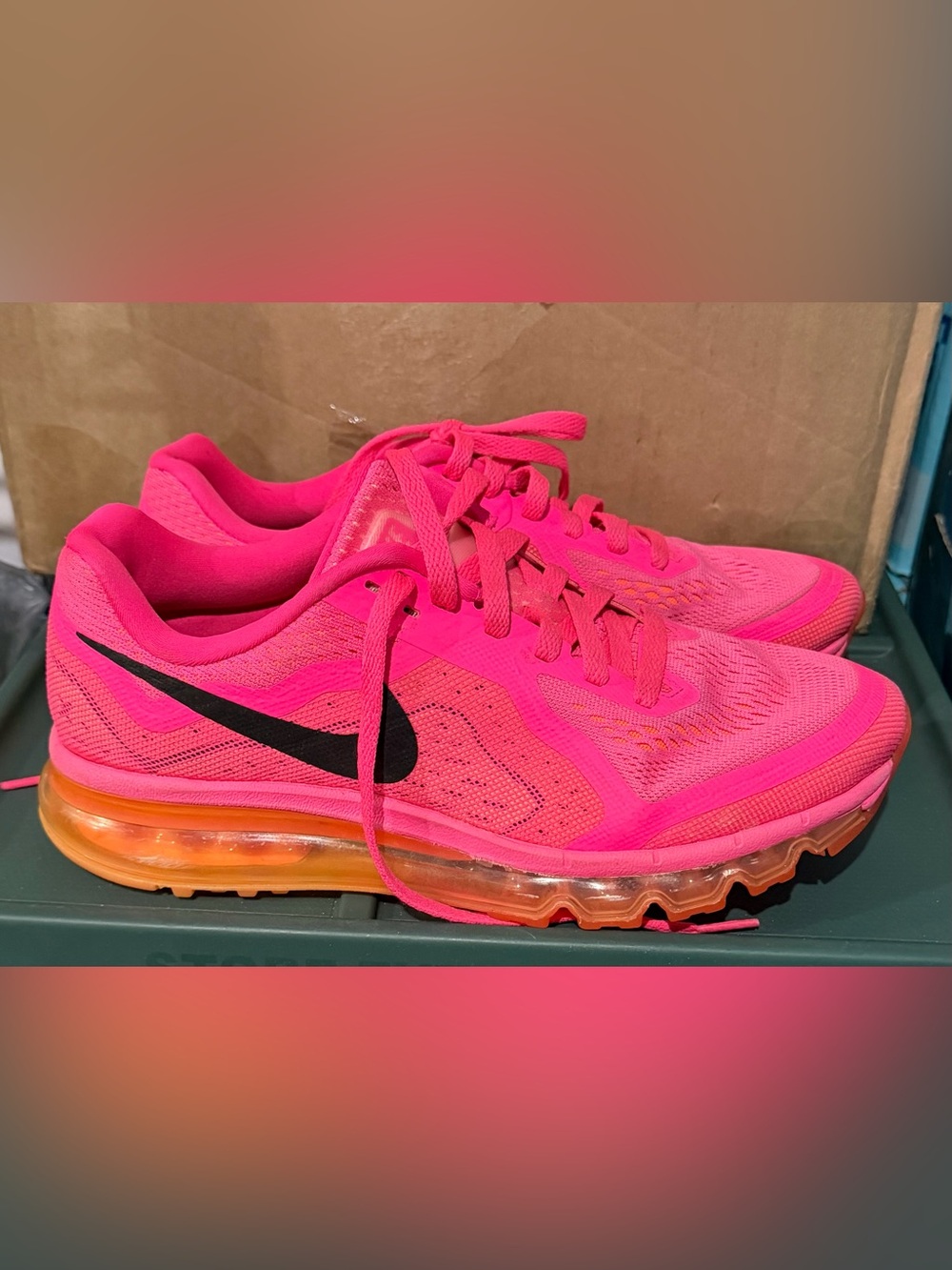Nike Air Max Hot Pink & Orange Tennis Shoes Sneakers Womens Size 9.5